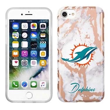 Imagem de Prime Brands Group Capa de celular para Apple iPhone 8/7/6S licenciada pela NFL Miami Dolphins, mármore ouro branco e rosa