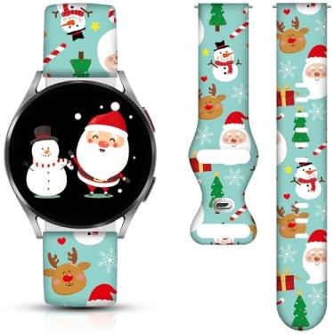 Imagem de Pulseiras de relógio de Natal e Dia das Bruxas compatíveis com Samsung Galaxy Watch 40 mm, 41 mm, 42 mm, 44 mm, 45 mm, 46 mm, pulseira de silicone de substituição de 20 mm para Galaxy Watch 5 / Watch 5 Pro / Watch 4 / Watch 4 Classic / Watch 3 (Christmas Elk)