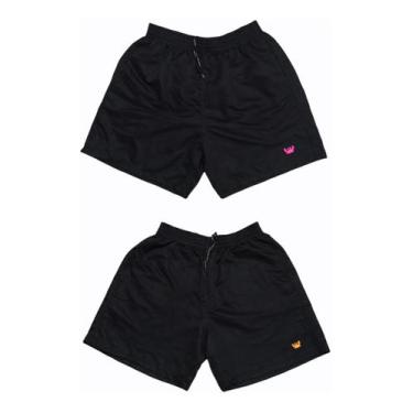 Imagem de Kit 2 Short Moda Praia Relaxado Plus Size Tactel Liso Masculino, Preto