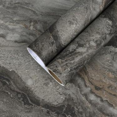 Imagem de CHIHUT Papel de contato de mármore fosco marrom escuro para bancadas papel de parede de mármore impermeável descasque e cole bancadas para cozinha 30,5 x 254 cm de espessura, papel de contato