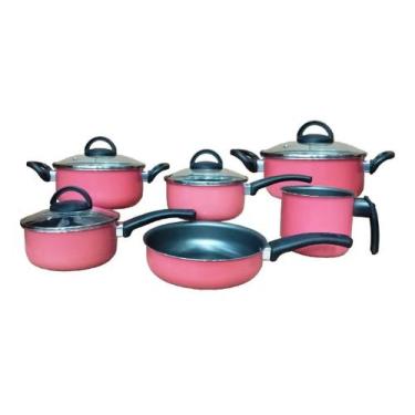 Imagem de Conjunto de panelas 06 pçs antiaderente marpal com teflon, Rosa