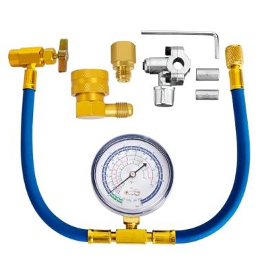 Imagem de Fourtry R134a Mangueira de carregamento de refrigerante com válvula de piercing BPV31 para geladeira – Os kits de válvula de torneira para piercing podem tocar com calibre, R134a podem para R-12/R-22 para geladeira e ar-condicionado A/C