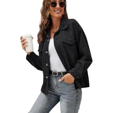Imagem de Jaqueta de veludo de outono europeu e americano camisa lapela manga comprida solta jaqueta casual feminina-5,4,XL
