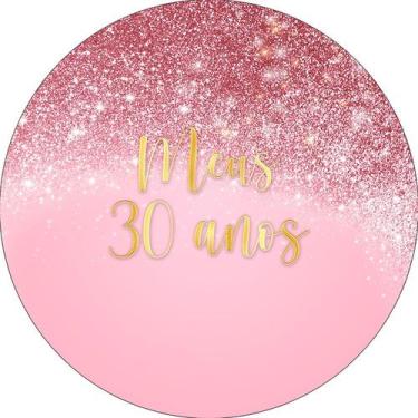 Imagem de Painel De Festa Redondo 1,50x1,50 - Efeito Glitter Rose Meus 30 Anos 0