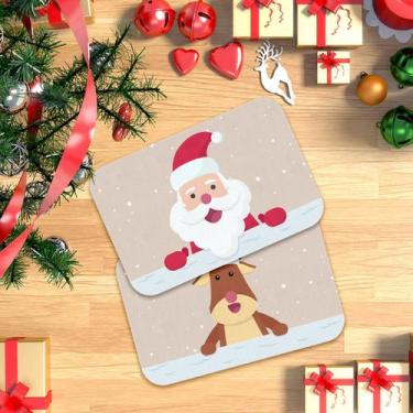 Imagem de Kit Tapetes Decorativos Natal Papai Noel e Rena no telhado - Yaay