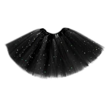 Imagem de Saia em Tule preto com brilho sortido - 30cm - Mod 257 - 01 unidade - 