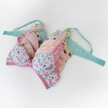 Imagem de Kit 5 Sutien Com Bojo Juvenil Menina Moça Microfibra - Empório da Roup