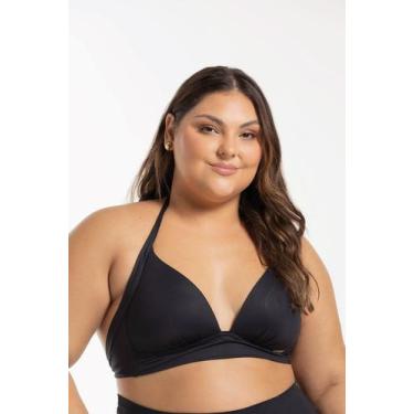 Imagem de Top Biquíni Cortinão Com Alças Largas Liso - Cor De Cacau, GG, Preto