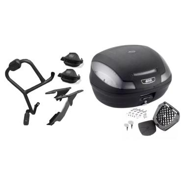 Imagem de KIT PROTETOR CARENAGEM + PROTETOR MAO + BAGAGEIRO SCAM + BAÚ GIVI 47l E-470NT LANDER 2019+