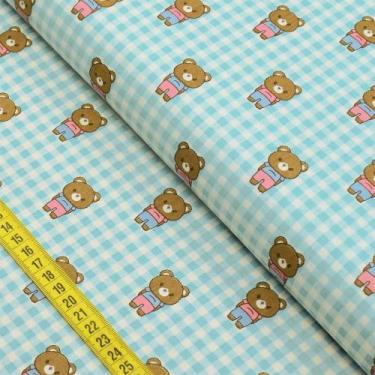 Imagem de Tecido Estampado para Patchwork - Kawaii : Ursinhos Azul (0,50x1,40) -