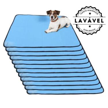 Imagem de Kit com 12 Fraldas de Câes p/Chão 100x70 Azul 200 Lavagens - Alta Abso