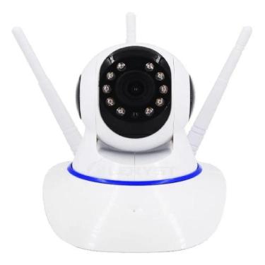 Imagem de Câmera Ip Sem Fio 360 3 Antenas HD WiFi RJ45 Visão Noturna Alarme - Lu