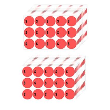 Imagem de Mobiusea Creation 300 pçs $ adesivos de preço em branco | Etiquetas de etiquetas de preço em dólares | Cor laranja brilhante com símbolo preto | 2,54 cm de diâmetro | Etiquetas de preço em branco | Adesivos para venda de garagem
