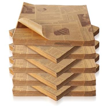 Imagem de 500 peças, folhas de papel encerado de 30 x 30 cm, bandeja resistente à gordura, forros de cesta, papel de jornal, à prova de água e gordura, papel de embrulho para sanduíche quadrado para assar