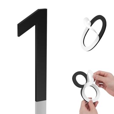Imagem de Números de casa de 12,7 cm, autoadesivo, número de casa, acrílico, números modernos para a parte externa, números de caixa de correio preta, endereço, número de casa, apartamentos, escritório, hotel, quarto, fácil de instalar (1)