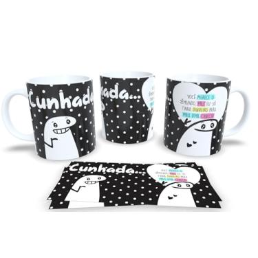 Imagem de Caneca de Porcelana Branca Personalizada Flork Familia Preto (Cunhada)