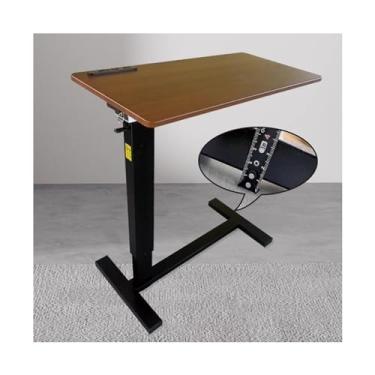 Imagem de LICONG-2019 Mesa para computador móvel, mesa de cabeceira de madeira maciça, mesa móvel para laptop, mesa de elevação, quarto, cama dobrável, mesa pequena, mesa de computador móvel sobre rodas