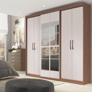 Imagem de Guarda Roupa Casal 6 Portas 2 Gavetas Grécia com Espelho Carvalho Vermontt / Off White