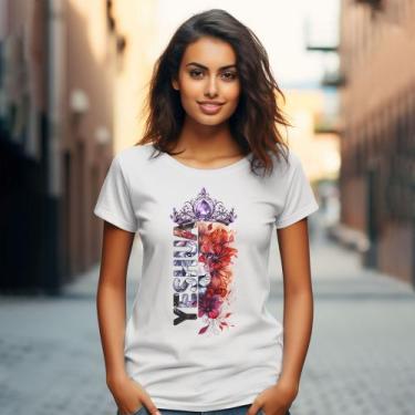 Imagem de Camiseta Feminina T-shirt 100% Algodão Estampas Religiosas Moda Cristã