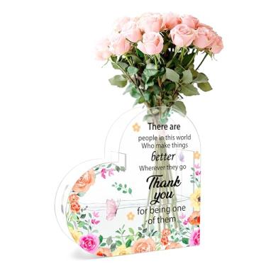 Imagem de Beshoul Vaso de coração, vaso acrílico em forma de coração para flores, agradecimento, presentes de aposentadoria para chefe, colegas de trabalho, líder, professor, vaso de flores decorativo