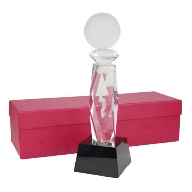 Imagem de Yiwoop Troféu de golfe gravado 3D de cristal de 28 cm / futebol / futebol / basquete com caixa de presente elegante para torneios, eventos esportivos, festas, troféus de campeonato