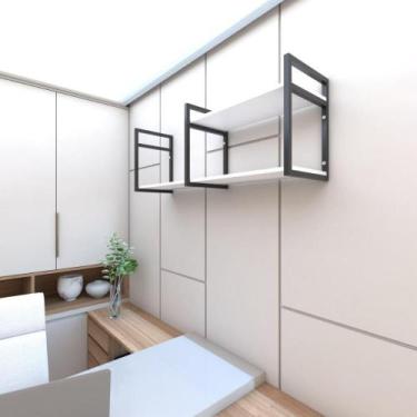 Imagem de Prateleira Industrial livros prateleira de ferro e madeira estante de 