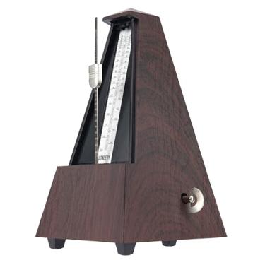 Imagem de Sondery Metrônomo mecânico clássico com sino para piano violão tambor violino saxofone todos os instrumentos, intervalo de tempo 40-208bpm, batidas 02346, capa ABS de grão de madeira preta com som de
