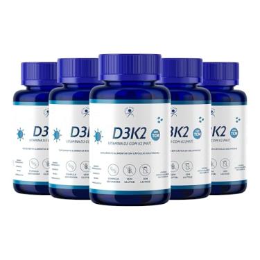 Imagem de NUTRIAGE - Vitamina D3 + Vitamina K2 (2000 Ui/65mcg) - Suplemento Alimentar em Cápsulas para Fortalecimento Ósseo - 300 Cáps (5 Frascos)