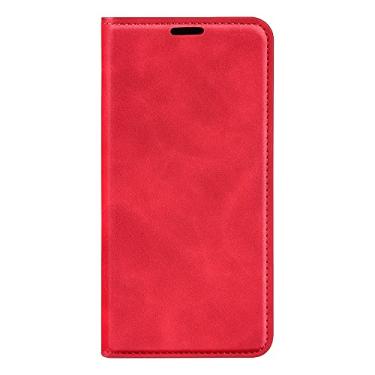 Imagem de XZDWH Capa carteira de couro PU para Oppo Realme 14 Pro 5G, design clássico com compartimento para cartão e fecho magnético dobrável (vermelha)