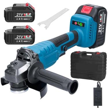Imagem de Housiwill Rebarbadora sem fio, ferramenta de moagem de 21 V com 2 posições, esmerilhadeira elétrica profissional M14 de 125 mm, esmerilhadeira angular de metal sem fio de 7500 RPM para corte, moagem
