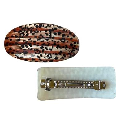 Imagem de Par Presilha Prendedor de Cabelo Retrô Bolinhas Luxo Tamanho Grande Oval e Retangular - Dourado