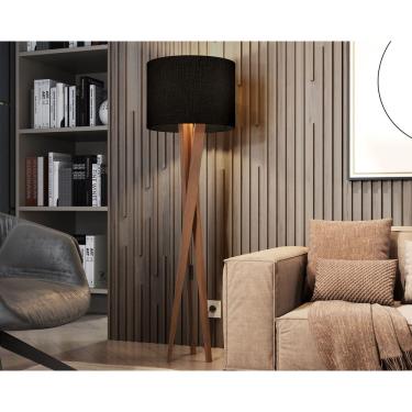 Imagem de Abajur de Chão para Sala Luxo Cúpula Preta