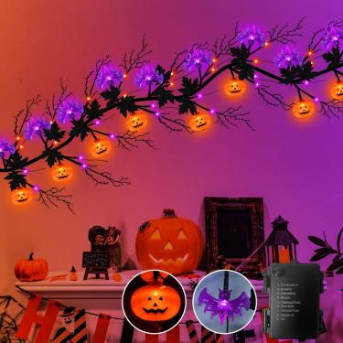 Imagem de Decorações de Halloween Guirlanda de galhos de salgueiro com luzes de 6 pés