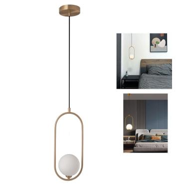 Imagem de Lustre Luminaria Pendente Teto Oval Globo E27 Casa Sala Enfeite Moderna Recepçao