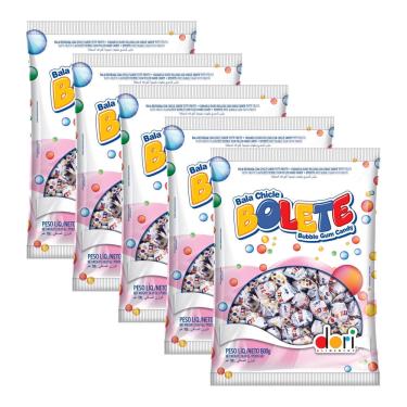 Imagem de Kit 5 Pacotes Bala chiclete Bolete Tutti Frutti 600gr