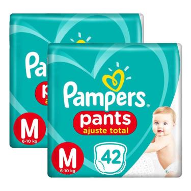 Imagem de Kit Fraldas Pampers Pants Ajuste Total Mega M 84 tiras