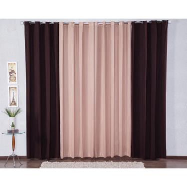 Imagem de Cortina Decorativa para Sala Quarto Escritório Malha Gel Ilhós Lisa 2,00m x 1,60m Tabaco e Avelã Cáqui