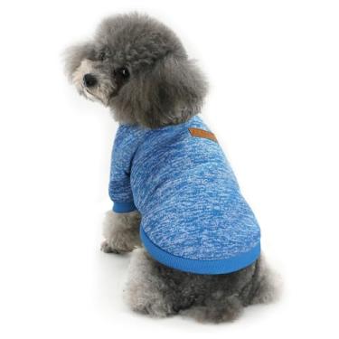 Imagem de Idepet Pet Dog Classic Suéter Casaco de lã Macio Espessura Quente Pup Cães Camisa Inverno Pet Cão Roupas de gato Macio Puppy Customes Clothing for Small Dogs (Leia a tabela de tamanhos primeiro)Idepet XS azul