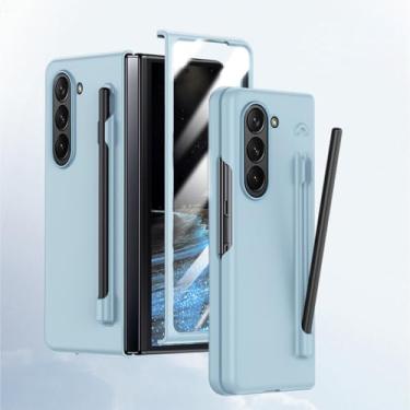 Imagem de HOULEE Capa para Samsung Galaxy Z Fold 5 com caneta S e protetor de tela, capa de telefone amigável para a pele com suporte para S Pen carregamento sem fio, capa protetora completa para PC para Galaxy