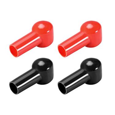 Imagem de uxcell Capas protetoras de borracha isolante de terminal de bateria para cabo de terminal de 40 mm 25 mm vermelho preto 2 pares