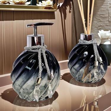 Imagem de Kit Lavabo Espiral Preto Completo De Vidro  - MultiVendas