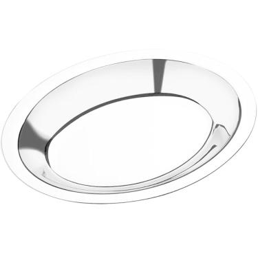 Imagem de 20 Travessas 20cm de Aço Inox Ovais para Servir Porções Sala