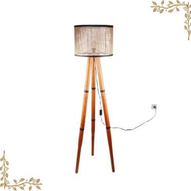 Imagem de Luminaria Kira Telinha Tripe Madeira Moderna Luxo Quarto Sala Minimali