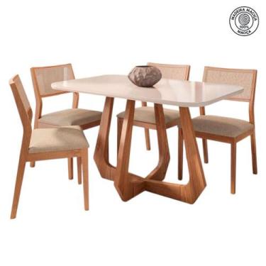 Imagem de Conjunto de Jantar Bromelia 1,30 4 Cadeiras Oiti, Ideal para Sala Comp