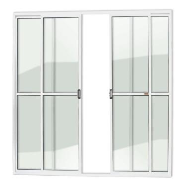 Imagem de Porta Balcão 4 Folhas Super 25 Vidro Liso 210cm X 240cm Brimak Branco