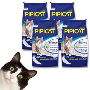 Imagem de Kit Com 4 Areia Pipicat Higiênica Sanitária Kelco Para Gatos Bianco Gr