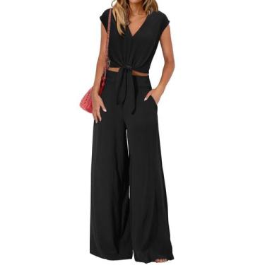 Imagem de Terninho feminino PRETTYGARDEN, verão de 2025, decote em V, perna larg