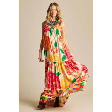 Imagem de Vestido Longo Com Alças Reguláveis Floral Estampado Yacamim E4, P, Est