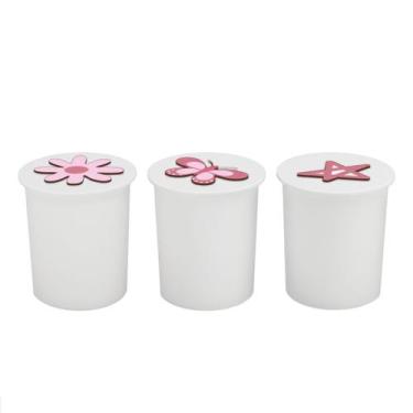 Imagem de Trio de Potes Kit Higiene Bebê Quarto Lavável Arco Íris - Neném na Nuv