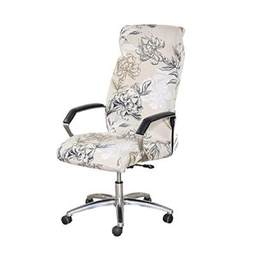 Imagem de NILUOH Capa de cadeira de escritório elástica com zíper impresso para cadeira de computador para apoio de braço, capa de cadeira giratória universal removível de elastano para cadeira, protetor de